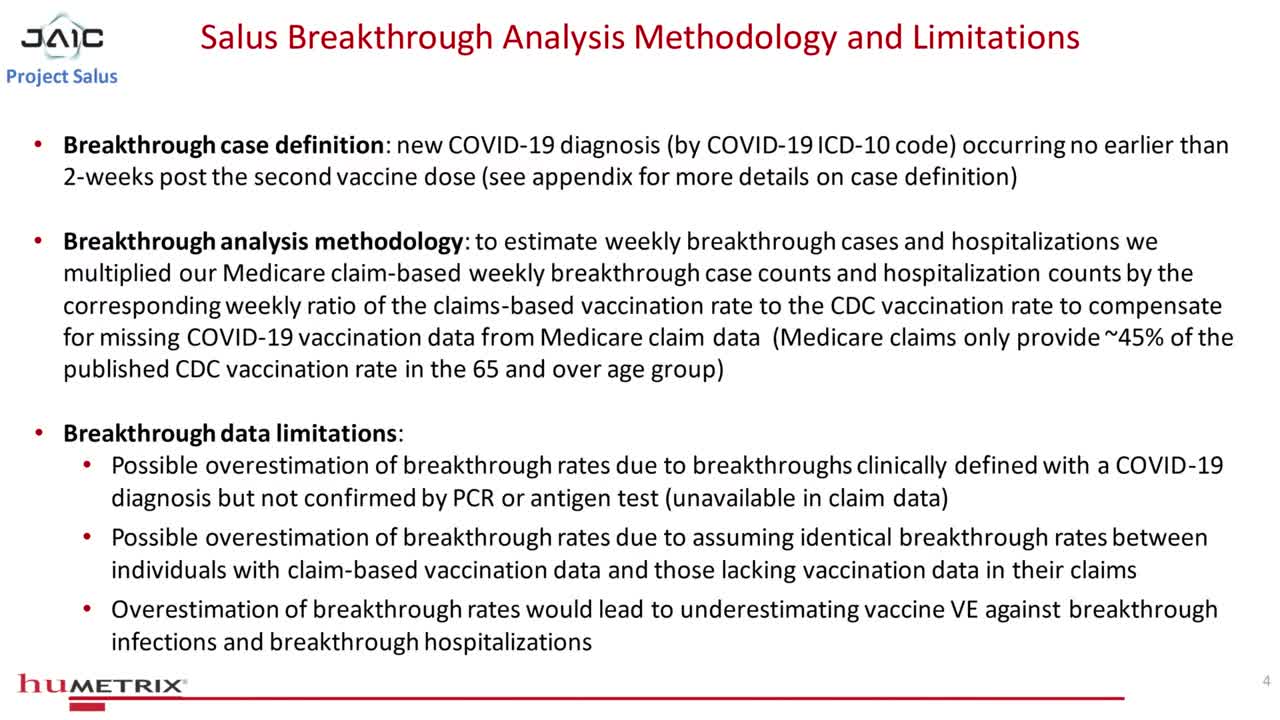 Project Salus Covid-19 mRNA Warning - JAIC/U.S. Dept of Defence Study of 5.6m Vaccinated