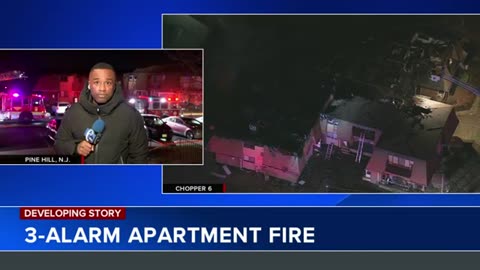 16 apartment units destroyed in blaze; firefighter and 5 cops hurt