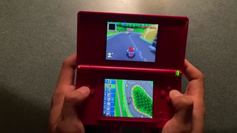 0252-Jugando: mariokart ds, colinas champiñón, copa flor, 100cc, grand prix nitro