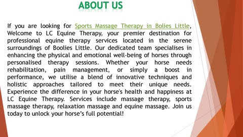 If you are looking for Sports Massage Therapy in Bolies Little