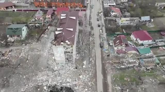 Drone video shows some of the devastation in Borodyanka - Ukraine