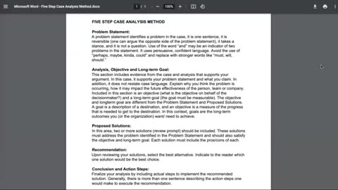 Five Steps Case Analysis Method Video