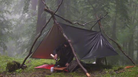 Dark and Gloomy Heavy Rain and : Rainstorm Camping -