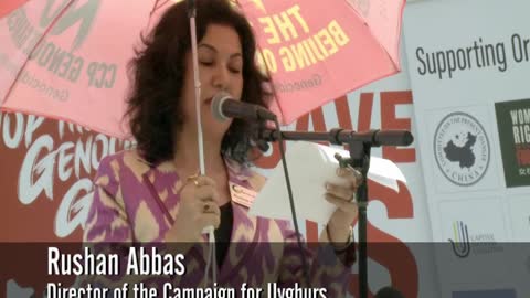 Rushan Abbas: "Stop the Genocide Games" rally in DC