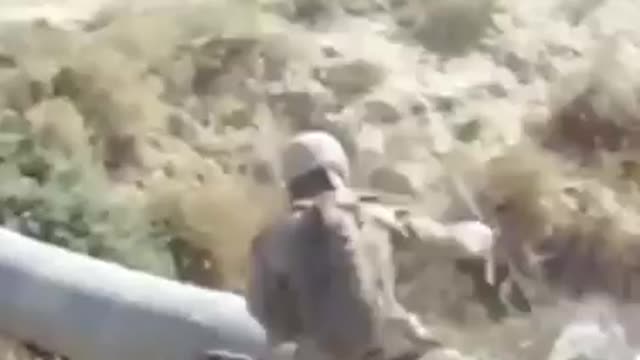 Russian soldier falling into the water.