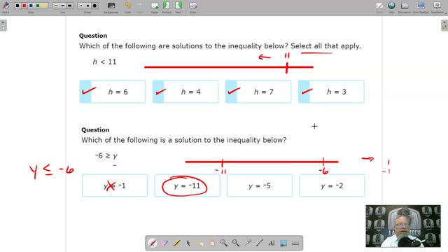 Identify solutions to inequalities - IXL A1.K.3 (5UE)