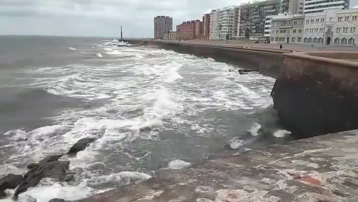 Río de la Plata view from an old Rambla Sur Spanish defense wall, Montevideo