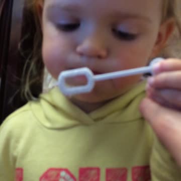 Hilarious, Cute toddler learning to blow Bubbles, But watch how! : - DD