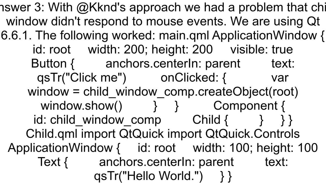 How can I create a new window from within QML