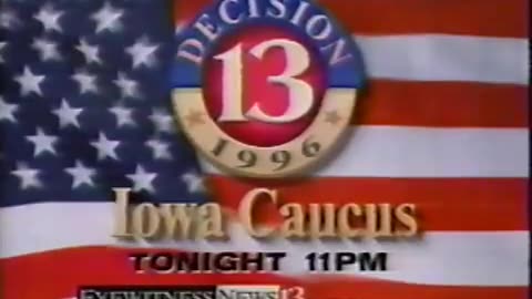 February 12, 1996 - WTHR Bumper for Iowa Caucuses & the Peacock Network