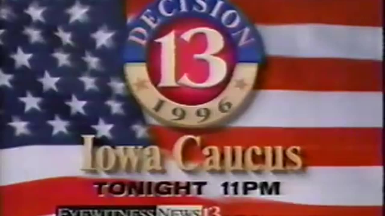 February 12, 1996 - WTHR Bumper for Iowa Caucuses & the Peacock Network