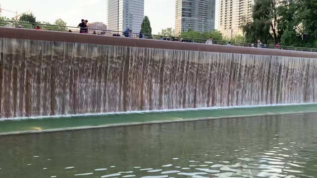 Another view of the Bellevue Downtown Park fountain waterfall