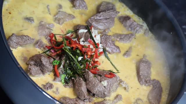 Making beef curry