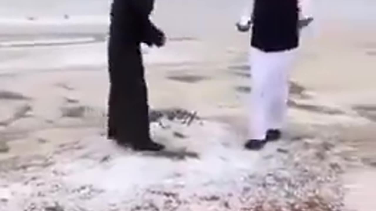 Desert in Saudi Arabia after a heavy storm with hail. October 18, 2024.