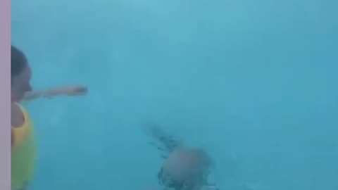 1 year boy swimming