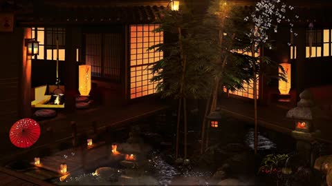 Relaxing Japanese Zen Music - Japanese Indoor Garden - Water Sounds with Song for Sleep, Study