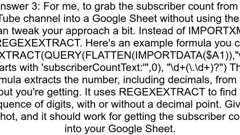 How to get YouTube39s channel subscriber count in Google Sheet with IMPORTXML