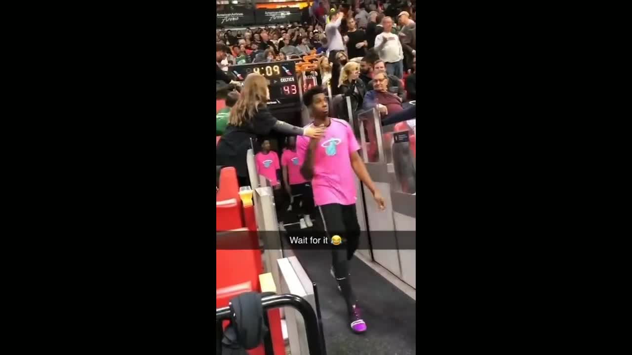 Little girl SLAPS miami heat player in the face