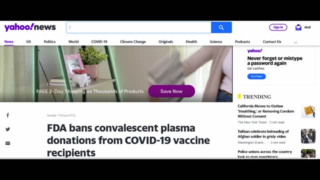 VAXXED BANNED: No Plasma Donations From Vaxxed!