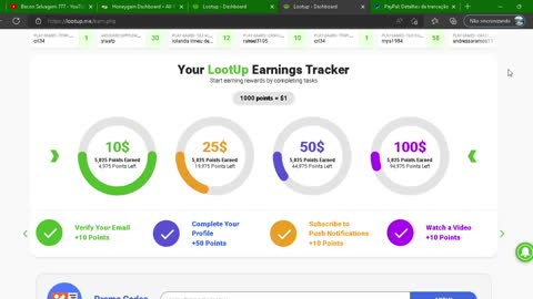 Aplicativo LootUp 🐐 Prova de pagamento 🐐 Saque $1 dólar com 1000 pontos 🐐 Faça atividades + pontos