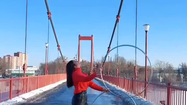 This girl got daring moves, so confident