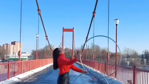 This girl got daring moves, so confident