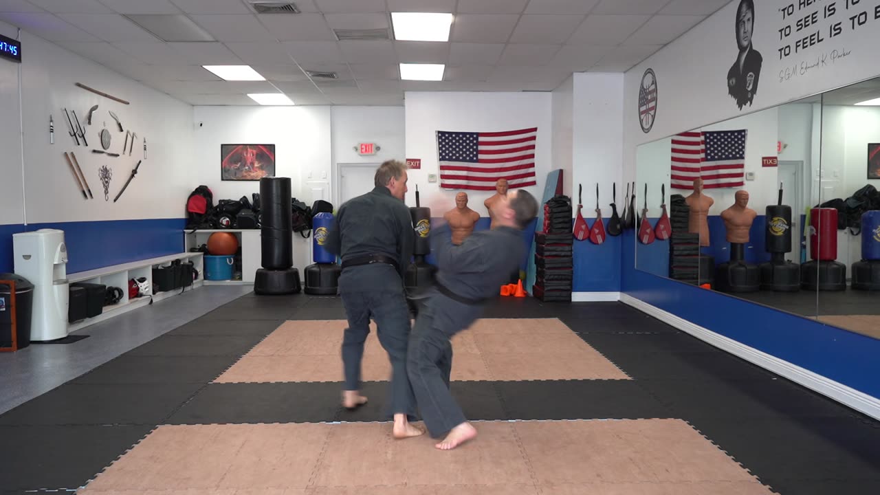 An example of the American Kenpo technique Squeezing the Peach