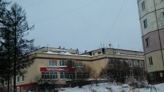 Panorama of the city of Neryungri in Yakutia in the winter.