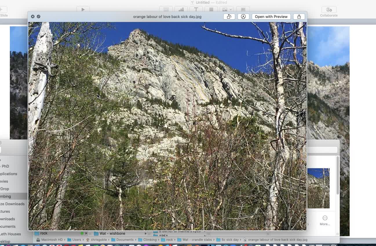 Rock climbing on the Crandell slabs in Waterton