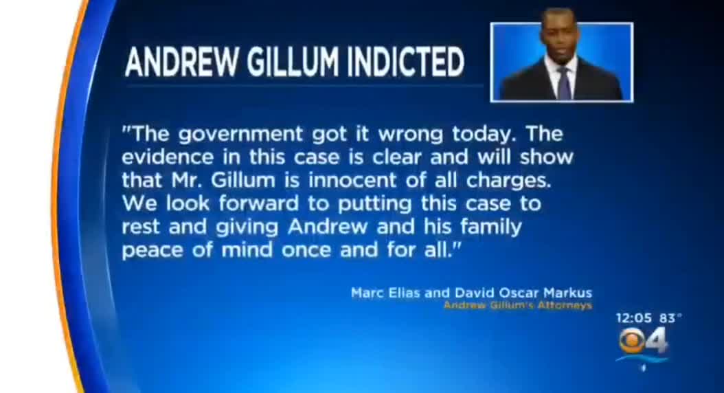 💥DeSantis' 2018 Opponent Gillum Indicted on 21 Counts of Campaign Fraud