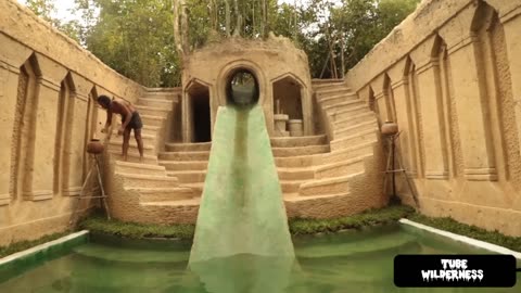 Build The Most Underground Waterslide Temple and Swimming Pool