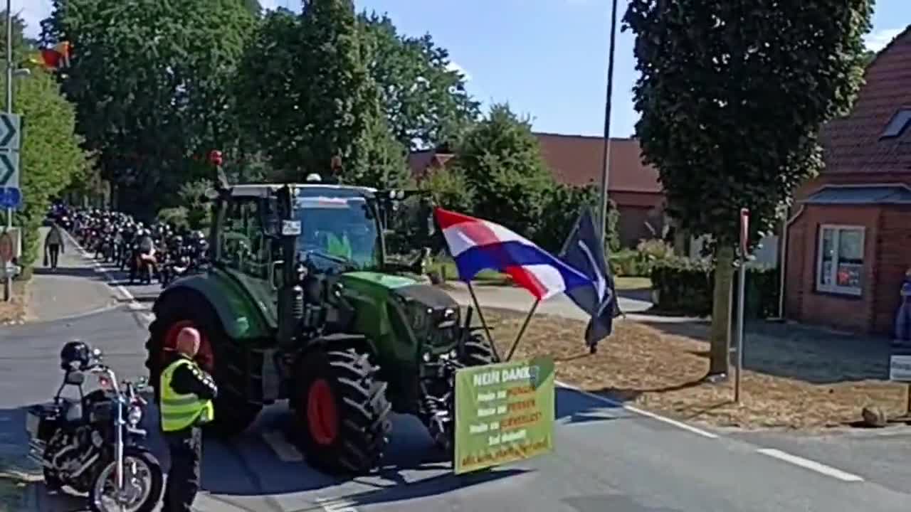 Brettorf, Germany: farmers convoy assembles to protest energy policies. Sept. 3, 2022.