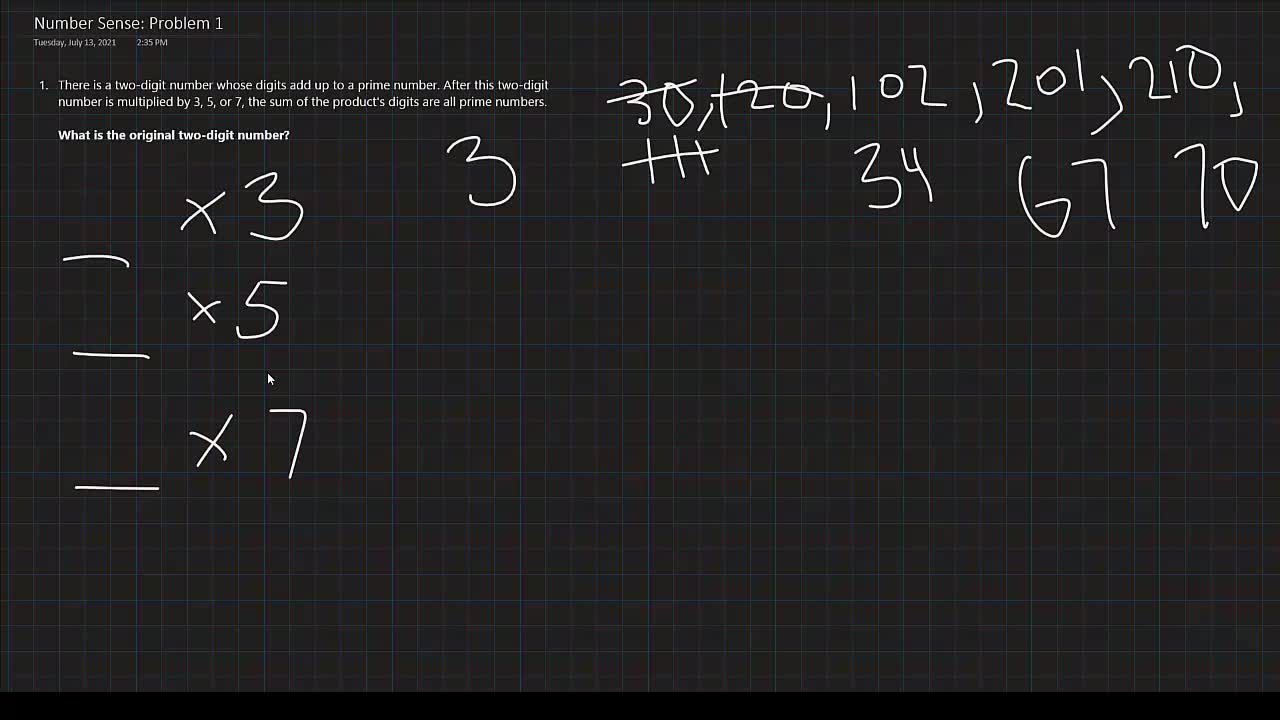 Number Sense Word Problems: Problem 1