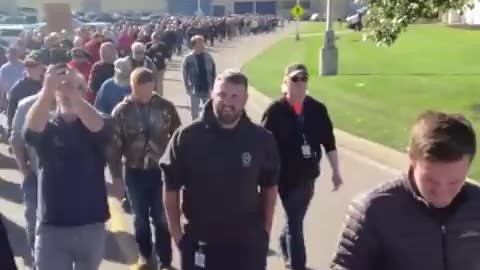 General Electric employees walk off the job in protest against vaccine mandates.