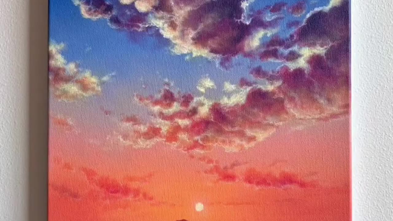 Painting sunset clouds using acrylics ⛅️🎨