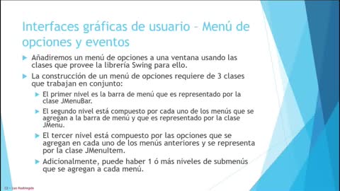 Java parte 29. Interfaces gráficas de usuario (parte 11). Menú de opciones y eventos.