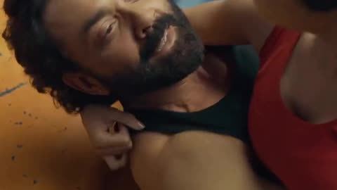 Wrestling game between boy and girl 