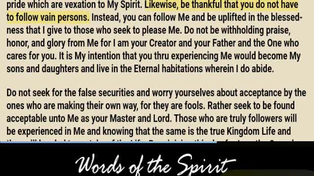 Words of the Spirit. May 20 2022