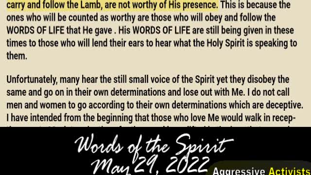 Words of the Spirit. May 29 2022