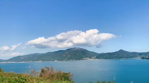 Good sky, clouds, sea and driving