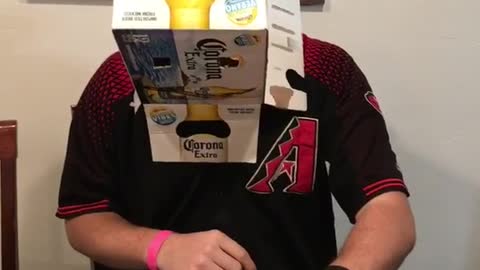 Guy black shirt box over head clapping