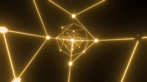 Points and lines of yellow light moving in space