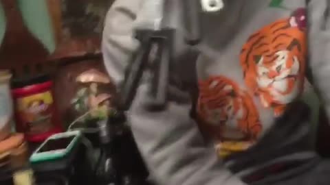 Drunk kid sticks knives in his mouth