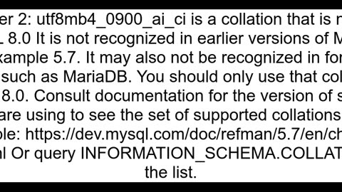 I have that errorquot1273 Unknown collation 39utf8mb4_0900_ai_ci39quot