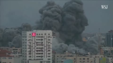 High rise building in Gaza crumble after Israeli airstrike