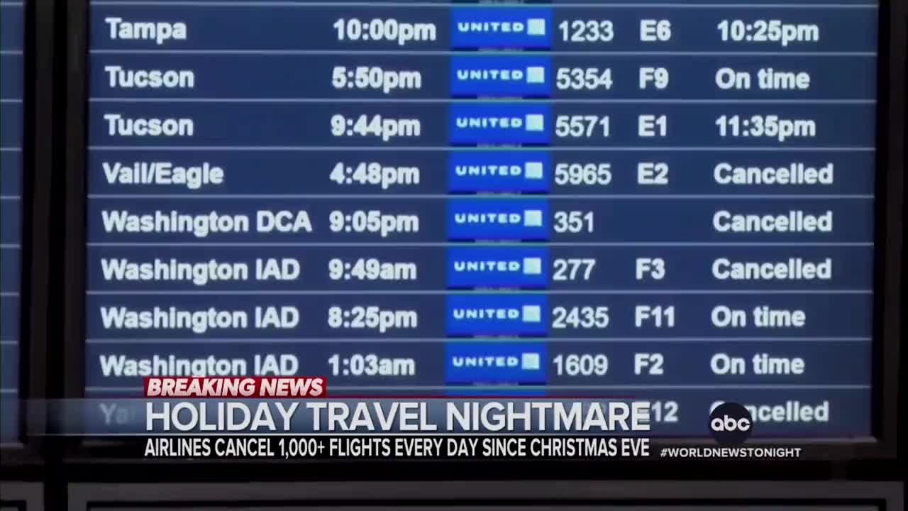 ABC: “More than a thousand flights cancelled every day since Christmas Eve” due to COVID