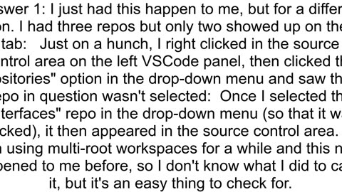 VS Code Multiroot workspace not showing all git repositories in source control panel