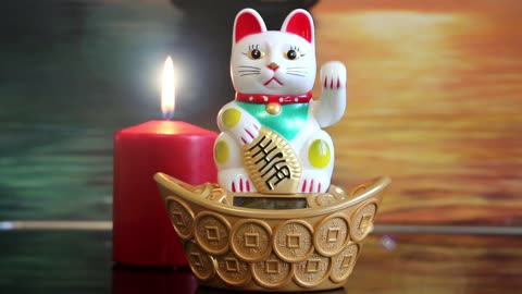 Maneki-Neko Cat Cash Good Luck Wags Mascot Wealth