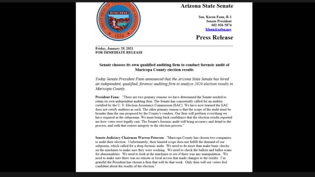 AZ Audit Status | Senate Hires Their Choice of Audit Company