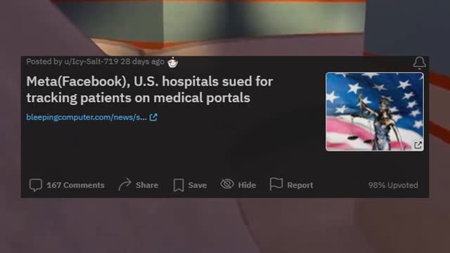 MetaFacebook US hospitals sued for tracking patients on medical portals